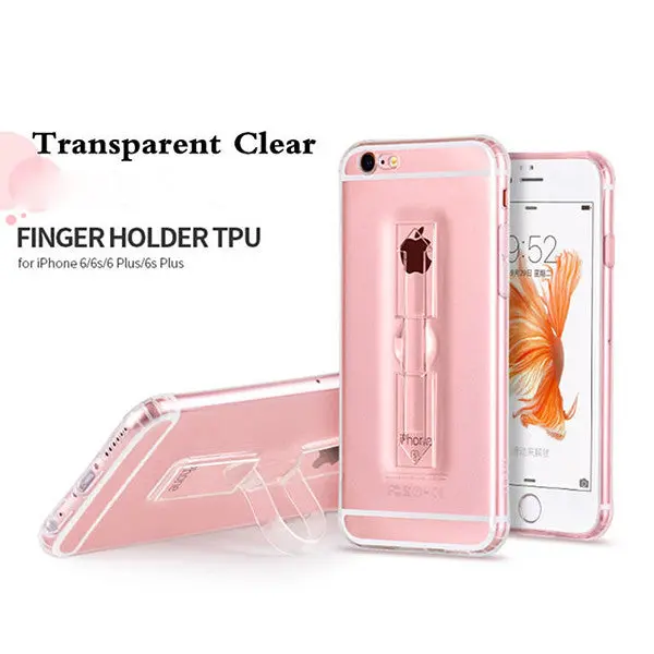 Ring Stand Cover Case For Iphone 5 5S Se 6 6S Plus Ultrathin Clear Transparent Soft Finger Holder Cases 1