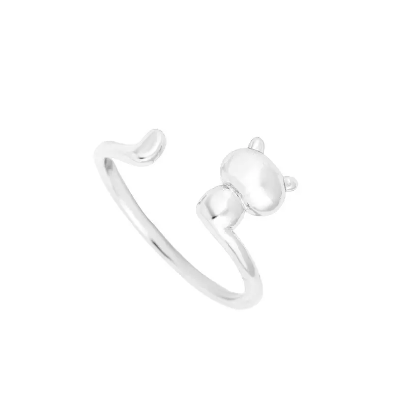 Ring Year Gifts Gold Silver And Pink Adjustable Brass Animal Cat Ring 3