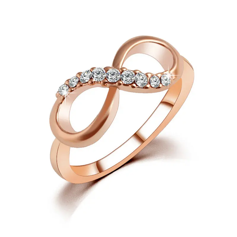 Rings For Women Luxury Metal Zircon Simple 8 Word Accessories Ring Gold Gift For Girl Jewelry 1