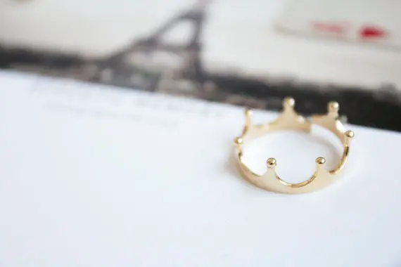 Rings Small Open Silver Golden Copper Imperial Crown Ring Jewelry 2