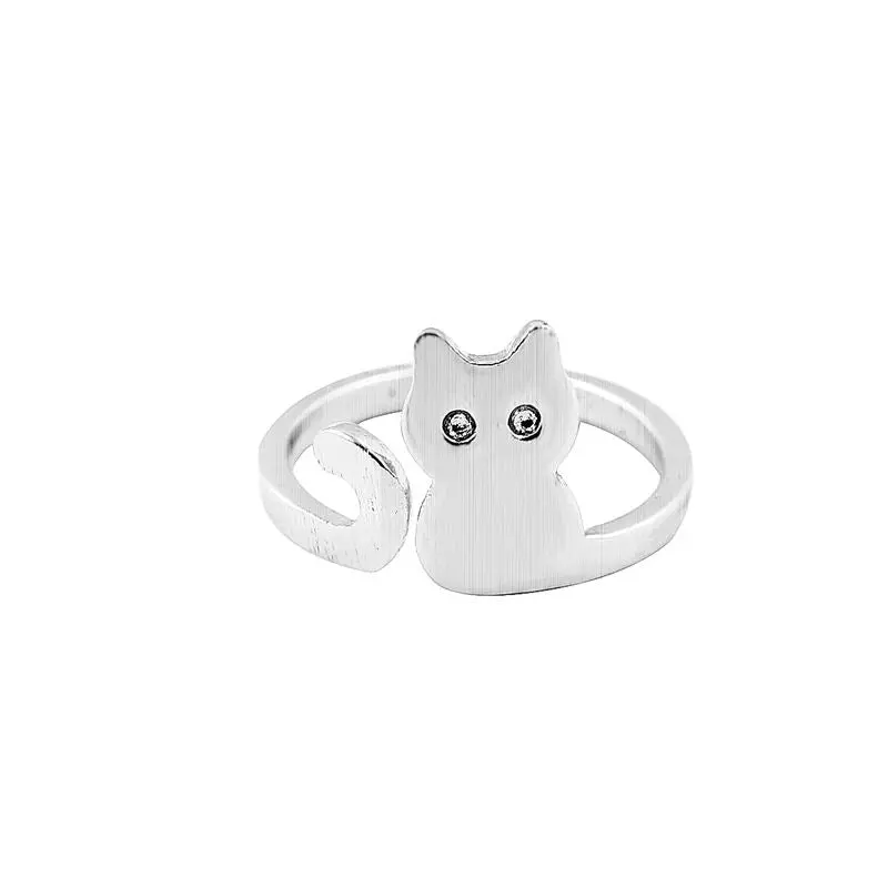Rings Wedding Rings Brushed Gold Silver And Pink Cat Adjustable Ring Cute Cat Ring Lovely Cat Jewelry R140 1