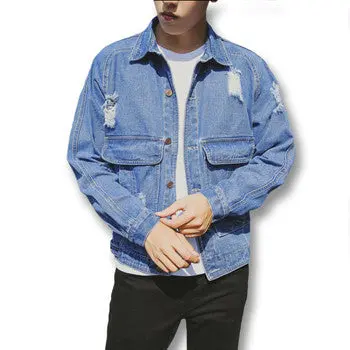Ripped Hole Denim Jeans Jackets Coats Outwear Cardigans Casual Slim Fit Long Sleeved Denim Jackets 1