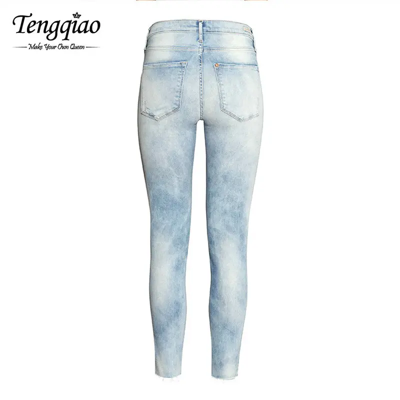 Ripped Jeans For Pencil Pants High Waist Skinny Jeans Capris Vintage Blue Denim Boyfriend Jean Boyfriend Femme 4