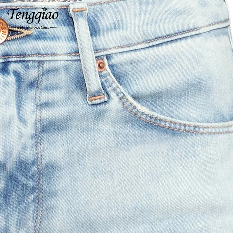 Ripped Jeans For Pencil Pants High Waist Skinny Jeans Capris Vintage Blue Denim Boyfriend Jean Boyfriend Femme 5