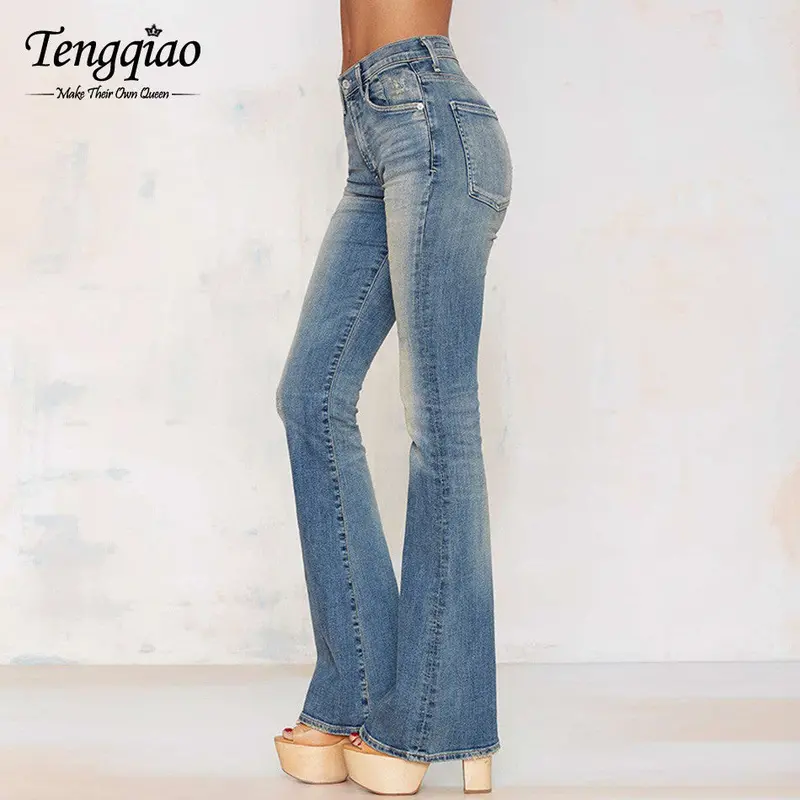 Rippes Flare Pants Skinny Jeans For High Waist Blue Vintage Boyfriend High Waisted Jeans Skinny 3