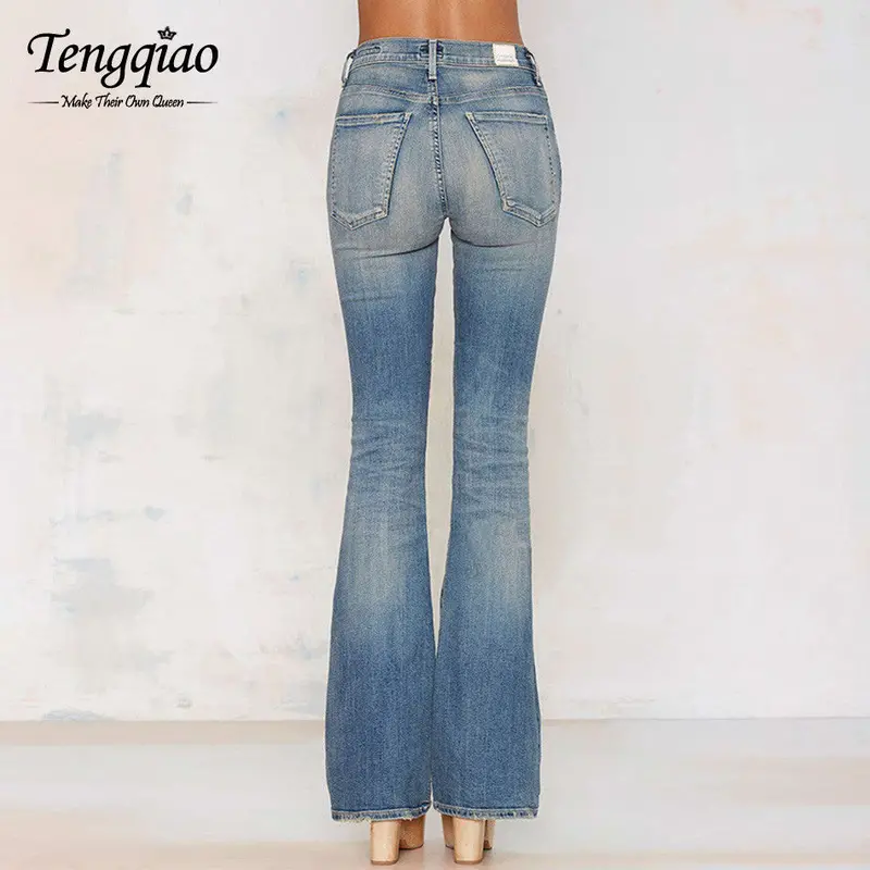 Rippes Flare Pants Skinny Jeans For High Waist Blue Vintage Boyfriend High Waisted Jeans Skinny 4