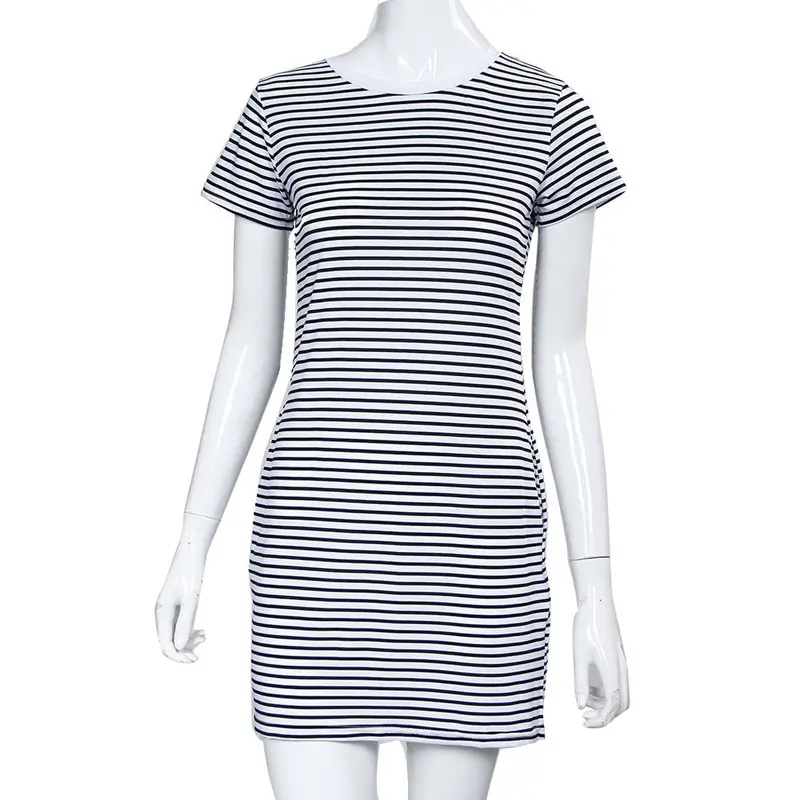 Robe Dress Casual Loose Striped Bodycon Mini Dress Dresses For Women Ladies Luxury Feida 2