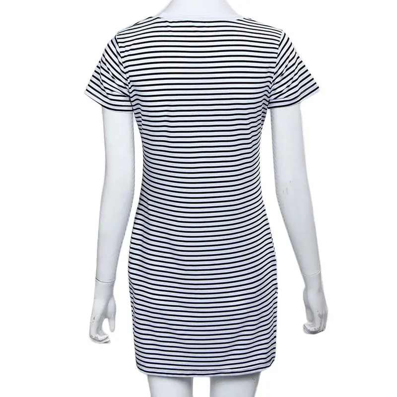 Robe Dress Casual Loose Striped Bodycon Mini Dress Dresses For Women Ladies Luxury Feida 4