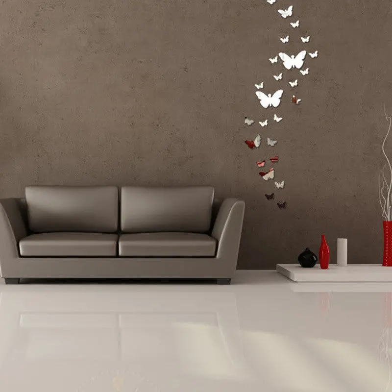 Romantic 25Pcs Butterfly 3D Wall Stickers Diy Mirror Surface Sticker Home Decor 74820 1
