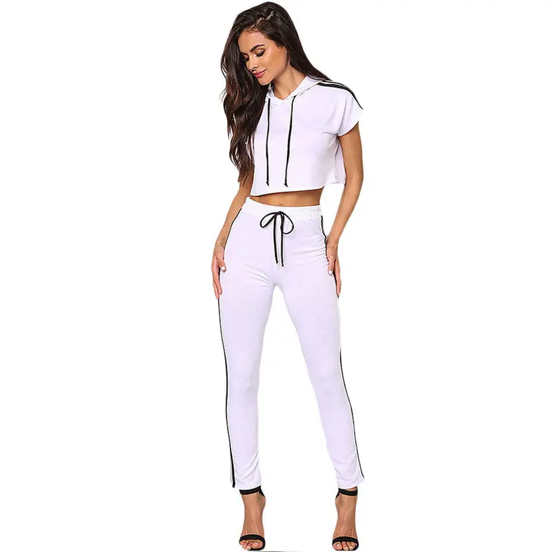 Rompers Slim Jumpsuit Long Pants With Hooded Elastic Waistband Two Piece Jumpsuit Slim White Jumpsuit For Wo 1