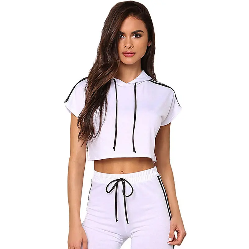 Rompers Slim Jumpsuit Long Pants With Hooded Elastic Waistband Two Piece Jumpsuit Slim White Jumpsuit For Wo 5