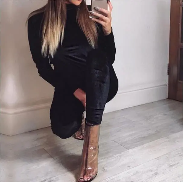 Rompers Womens Jumpsuit Slim Overalls Women Turtleneck Long Pants Velvet Jumpsuits Playsuits 1