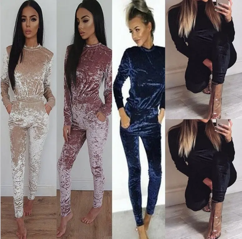 Rompers Womens Jumpsuit Slim Overalls Women Turtleneck Long Pants Velvet Jumpsuits Playsuits 6