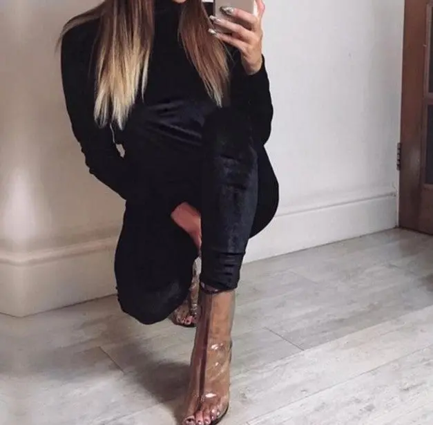 Rompers Womens Jumpsuit Slim Overalls Women Turtleneck Long Pants Velvet Jumpsuits Playsuits 9