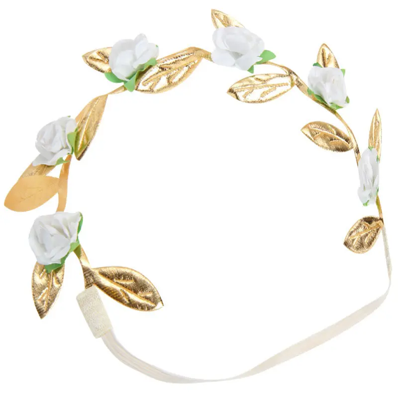 Rose Flower Leaves Baby Girls Headb Elastic For Hair Head B Headbs Accessories For Borns Crown Wreath Headdress 1