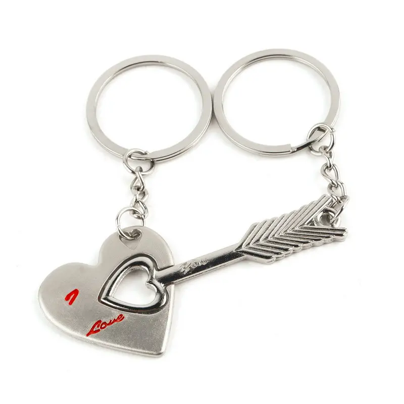 Rotic Heart Arrow Wedding Couple Keychain Love Heart Key Chain Keyfob 2