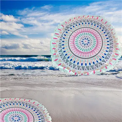 Round Beach Tapestry Beach Mat Bikini Boho Women Scarf Luxury Neck Shawls Scarves Stole Bohemian Mala Wrap Stoles 1