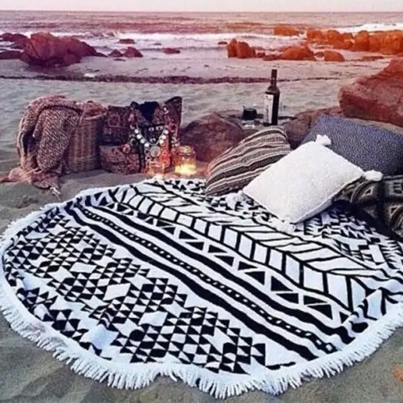Round Design Hippie Scarf Women Beach Cover Up Scarf Boho Girls Wrap Cachecol 1