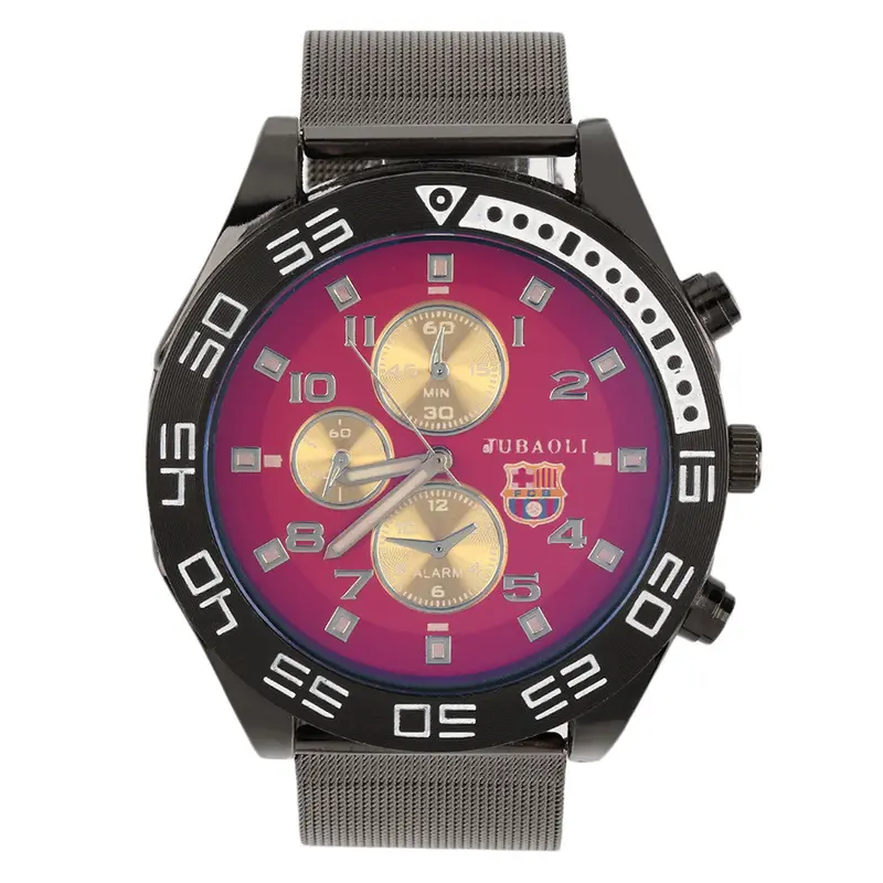 Round Dial Net Steel Band Quartz Wrist Watch 3 Sud-Dials For Jubaoli 1