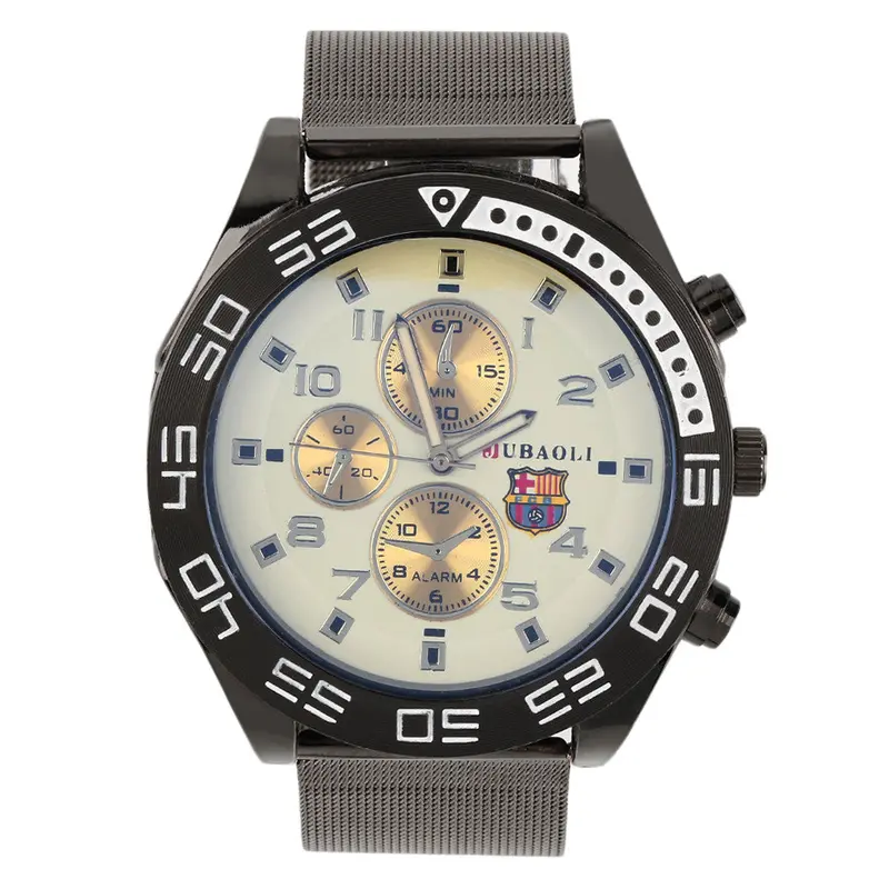Round Dial Net Steel Band Quartz Wrist Watch 3 Sud-Dials For Jubaoli 2