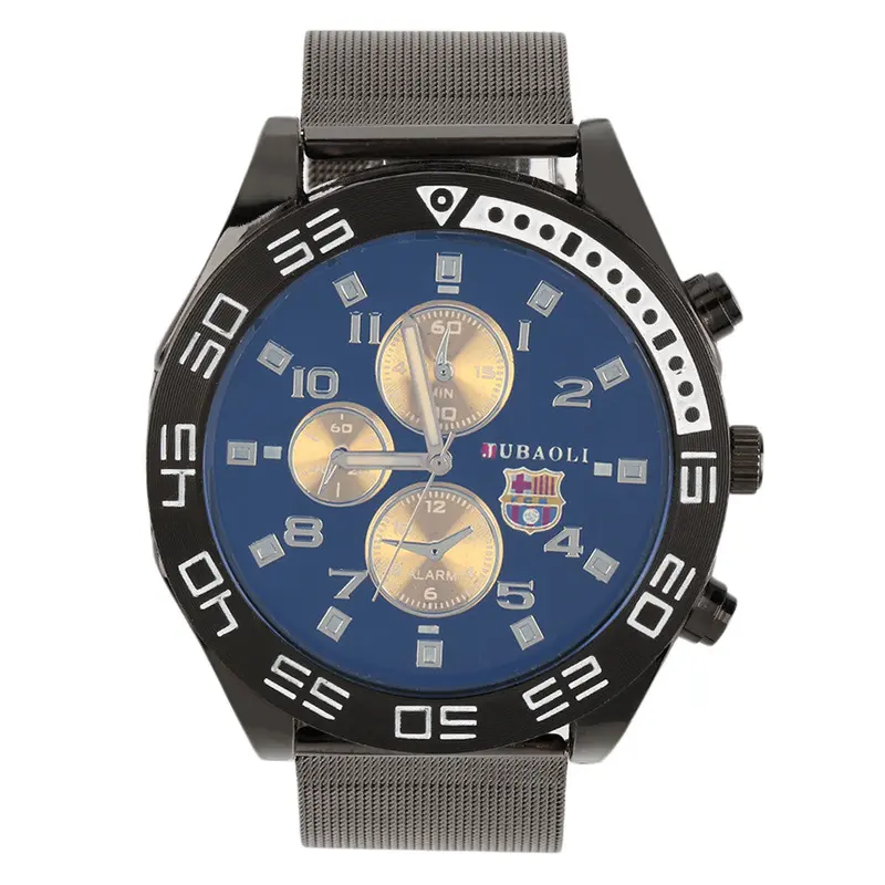 Round Dial Net Steel Band Quartz Wrist Watch 3 Sud-Dials For Jubaoli 3