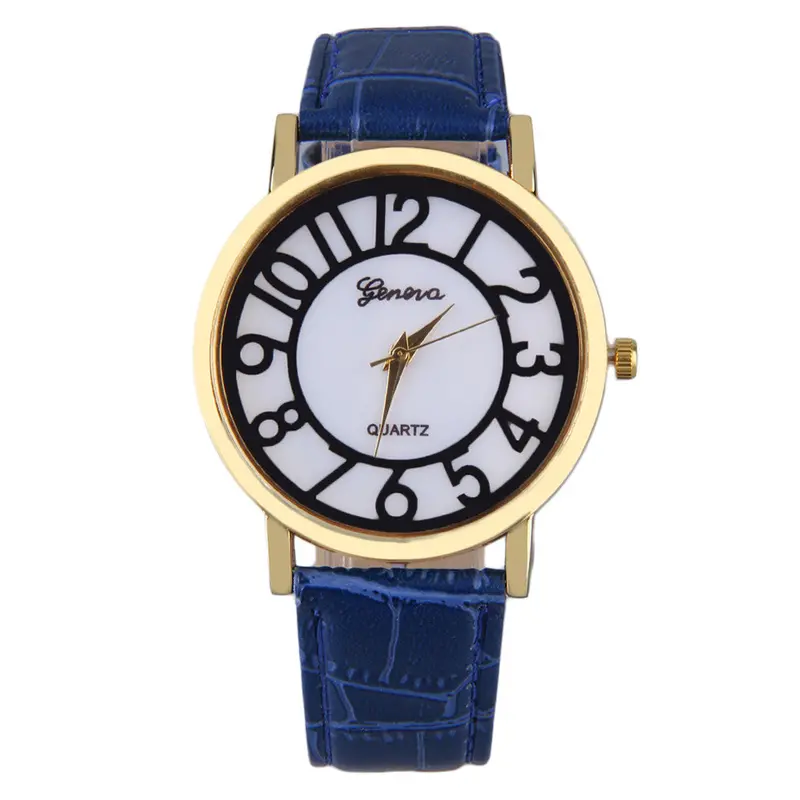 Round Dial Rose Eiffel Tower Pattern Lady Pu Leather Band Quartz Wrist Watch 1