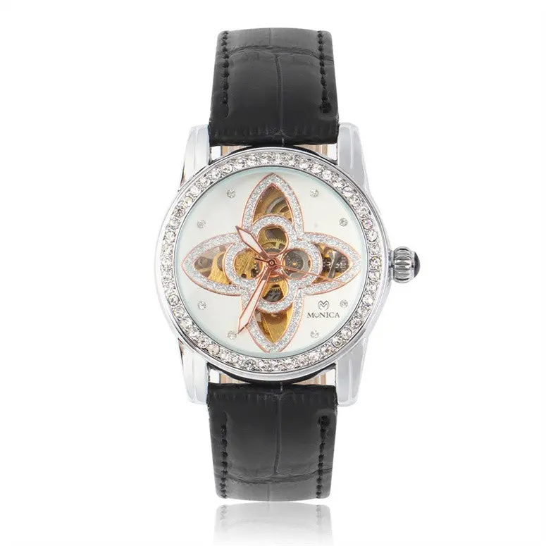 Round Watch Round Mechanical Watch Leather Watchband For Monica Relogio Feminino Wrist Watch 1