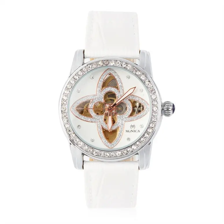 Round Watch Round Mechanical Watch Leather Watchband For Monica Relogio Feminino Wrist Watch 2