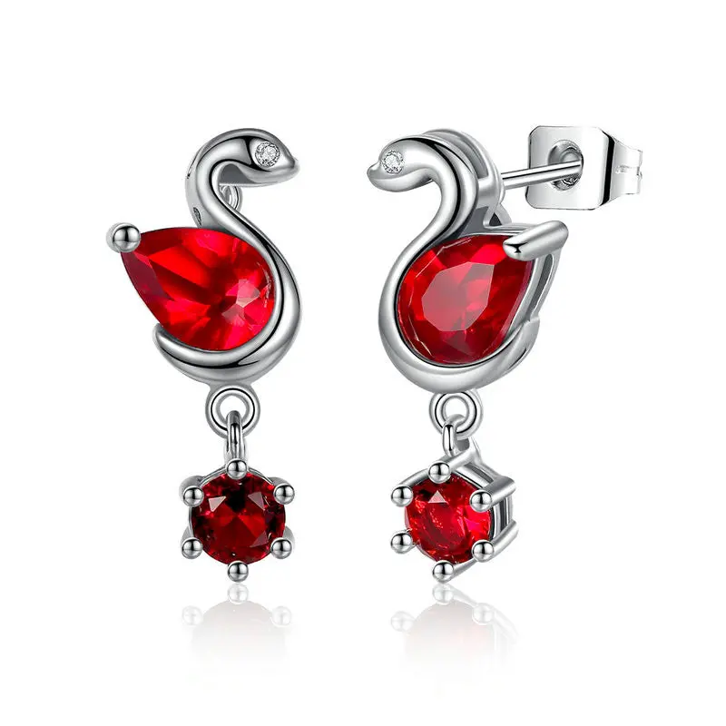 Ruby Earrings Red Zirconia Stud Earrings Pericing Ear Bijoux E099-Rd 1
