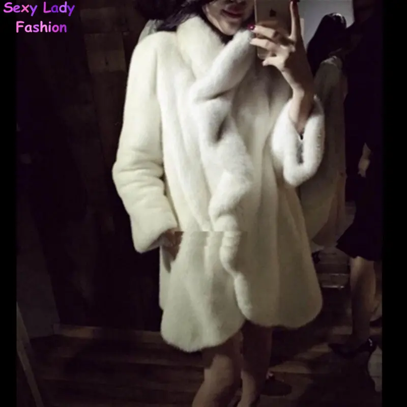 Ruffles Collar Irregular Hairy Shaggy Faux Mink Fur Coat Furry Warm Long Faux Fur Jacket Outwear Overcoat Pink White 3