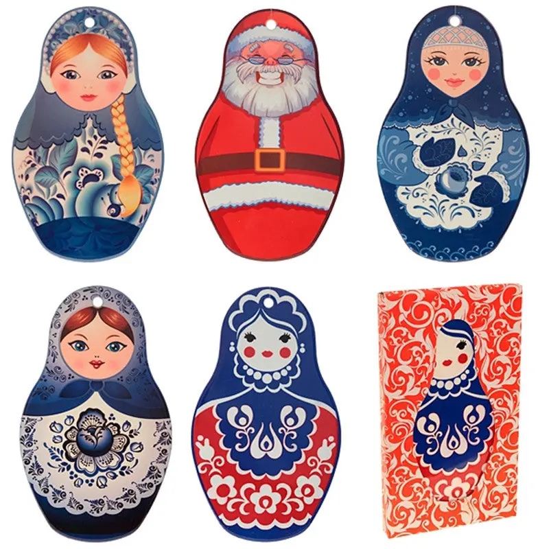 Russian Nesting Wooden Matryoshka Doll Set Hand Painted Decor Figurines Bed Table 90361 1
