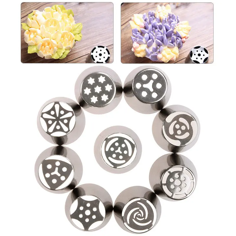Russian Tulip 9Pcs Icing Piping Nozzles Cake Decoration Decor Tips Tool 83024 1