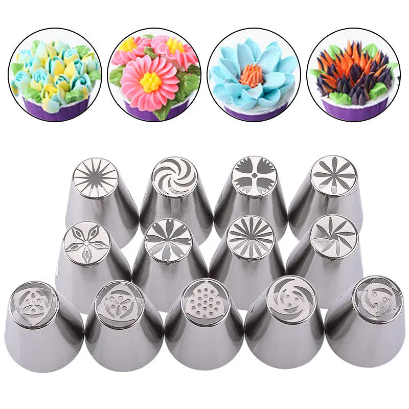 Russian Tulip Nozzles 13Pcs For Cake Cupcake Decorating Icing Piping Kitchen Tool Russian Rose Flower Pastry Tips 86716 1