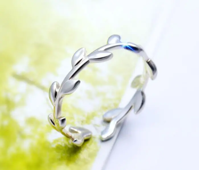 S 925 Silver Leaf Ring Jewelry Accessories Gift Syjz014 1