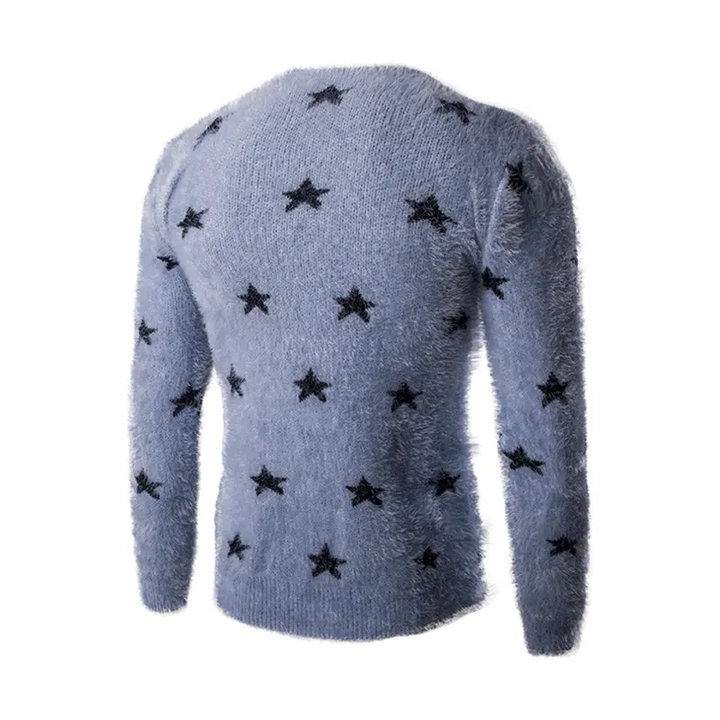 S Able Design Casualfive Point Star Decoration Sweater Trendy Round Neck Slim Type Knitted Shirt Tops 6