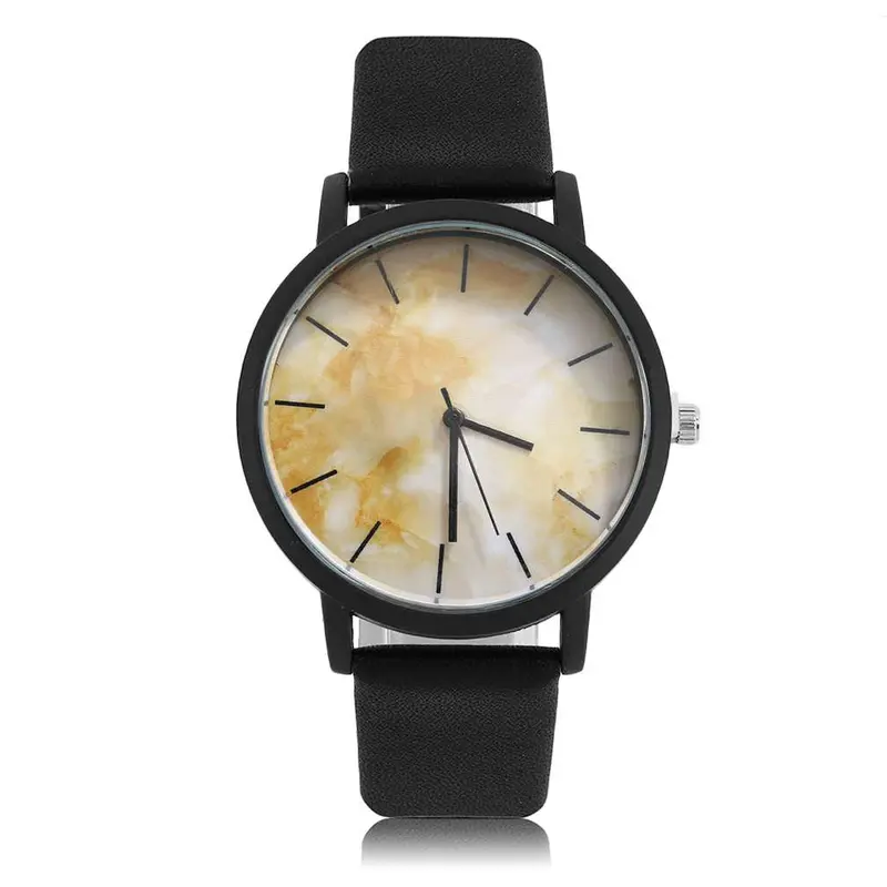 S Able Design Retro Leather Strap Wrist Watches Vintage Marbling Pattern Quartz Wrist Watch 1