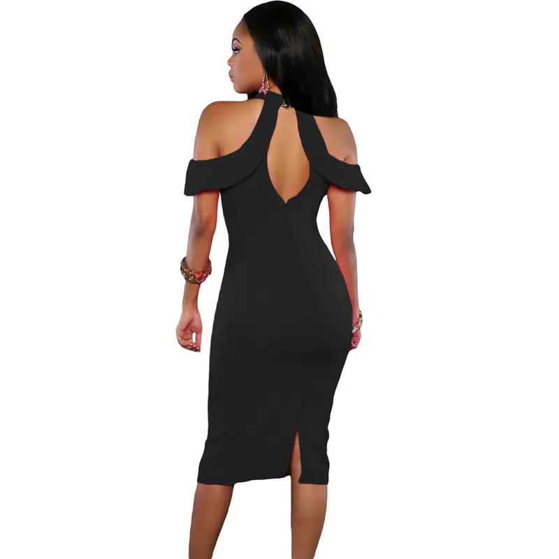 S Backless Evening Off Shoulder Party Dresses Short Club Sexy Bodycon Dress Elegant Black Midi Dress 4