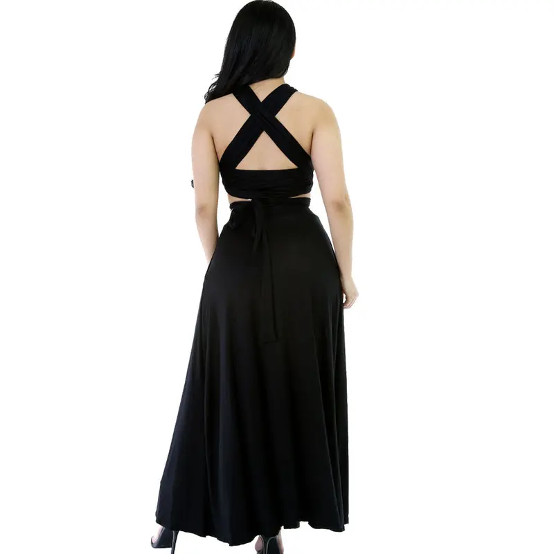 S Black Two Piece Party Dresses Long Bandage Dress Celebrity Dress Spaghetti Strap Long Maxi Dress 4