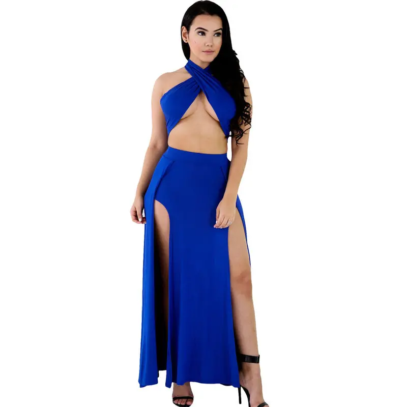S Black Two Piece Party Dresses Long Bandage Dress Celebrity Dress Spaghetti Strap Long Maxi Dress 5