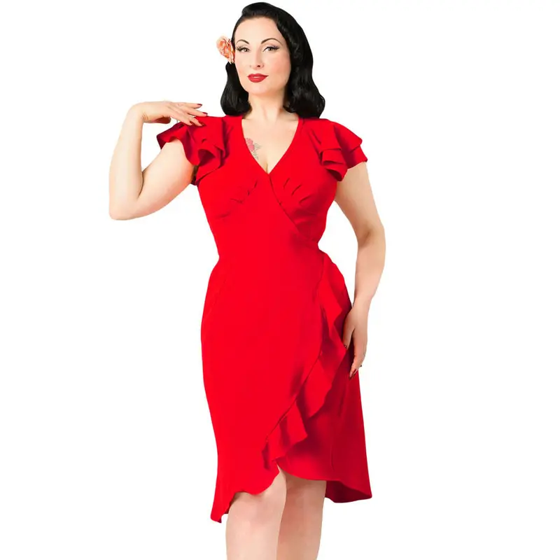 S Cascading Ruffle Bud Elegant Dress Tunic Black Midi Pencil Dresses For Evening Short Party Dress 4