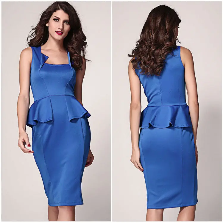 S Elegant Dresses For Party Knee Length Ruffles Red Short Formal Dresses Tight Office Dress For Wo 8