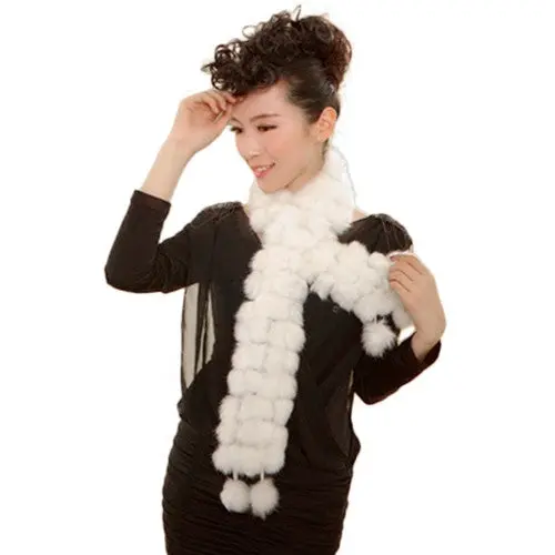 S Foulard Rabbit Fur Scarf Lady Casual Fur Women Scarves Fur Ball Velvet Scarf Luxury Scarf Women 10