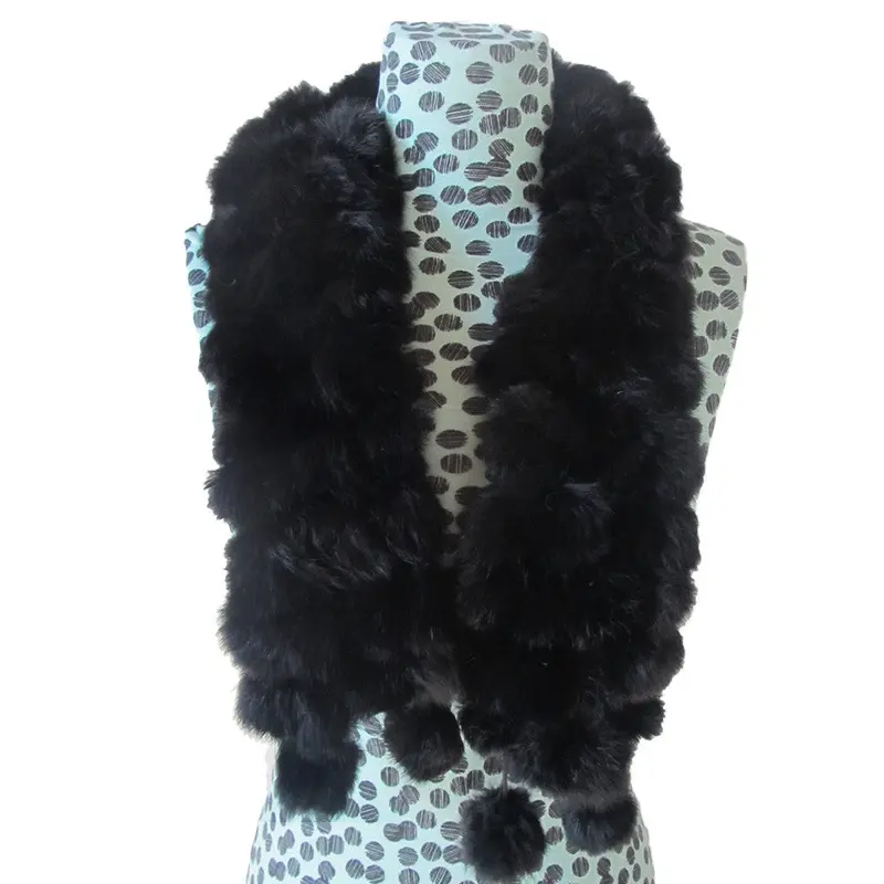 S Foulard Rabbit Fur Scarf Lady Casual Fur Women Scarves Fur Ball Velvet Scarf Luxury Scarf Women 2
