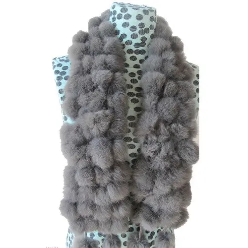 S Foulard Rabbit Fur Scarf Lady Casual Fur Women Scarves Fur Ball Velvet Scarf Luxury Scarf Women 4