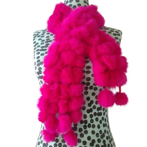 S Foulard Rabbit Fur Scarf Lady Casual Fur Women Scarves Fur Ball Velvet Scarf Luxury Scarf Women 5