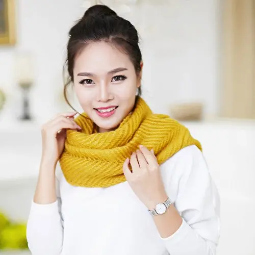 S Knitted Scarf Women Echarpe Women Warm 2 Circle Knit Soft Cowl Neck Scarf Shawl &P2 1