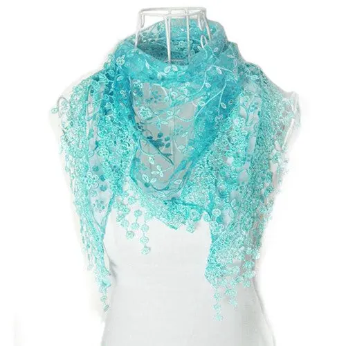 S Lace Sheer Floral Print Triangle Mantilla Scarf Shawl Amazing Collocation Bufandas 1