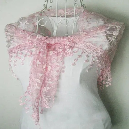 S Lace Sheer Floral Print Triangle Mantilla Scarf Shawl Amazing Collocation Bufandas 3