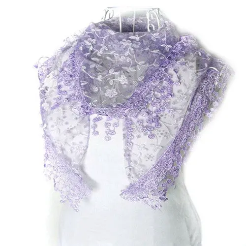 S Lace Sheer Floral Print Triangle Mantilla Scarf Shawl Amazing Collocation Bufandas 4