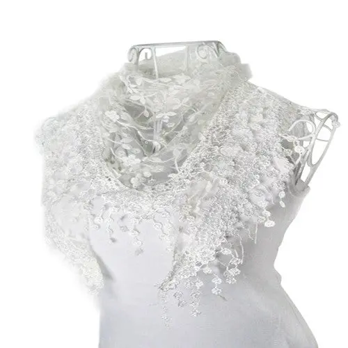 S Lace Sheer Floral Print Triangle Mantilla Scarf Shawl Amazing Collocation Bufandas 5